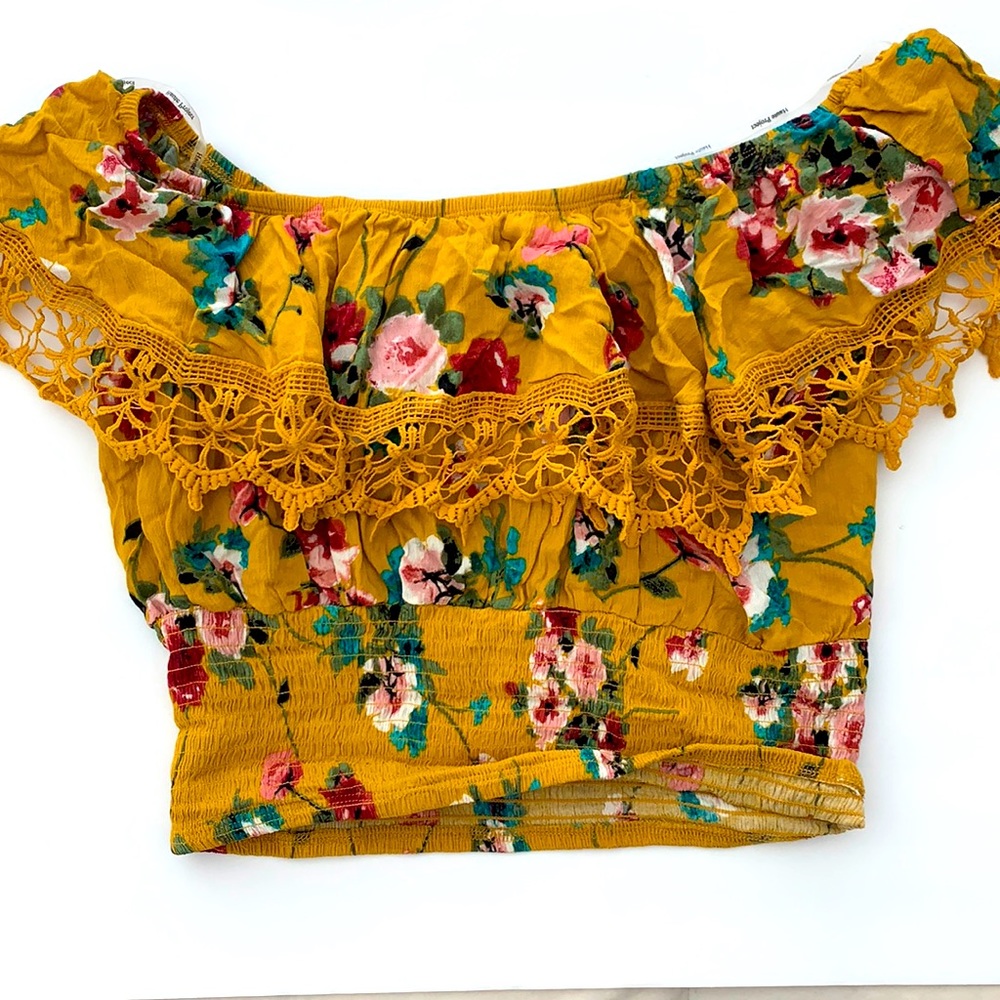 Mustard yellow Summer Cropped Blouse